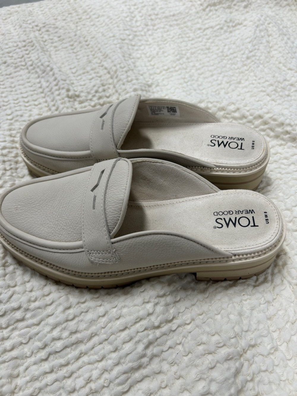 Toms Cream Slip-On Loafer Mules - Picture 1 of 5